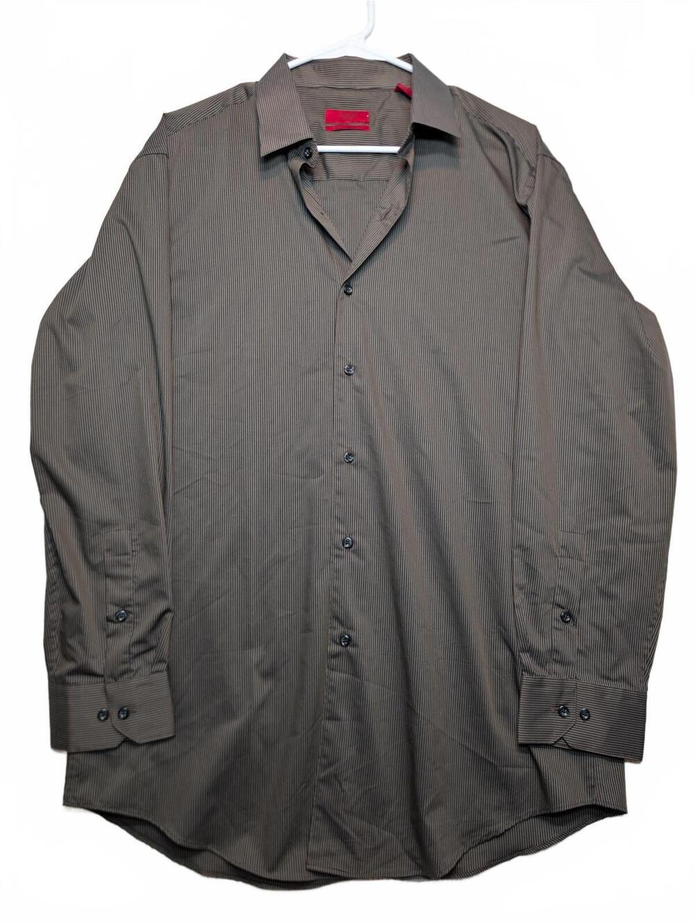 Alfani Fitted Pinstripe Stretch Dress Shirt Long Sleeve Button Mens Large